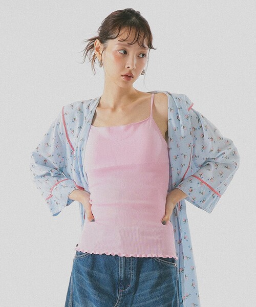 BEAMS COUTURE（ビームスクチュール）の「コットン ニット キャミ 26SS キャミソール インナー レイヤード 重ね着 パットなし（Tシャツ/カットソー・レディース・ブラック/ホワイト系その他5/ピンク/グレー・ONE SIZE）」の9枚目の写真