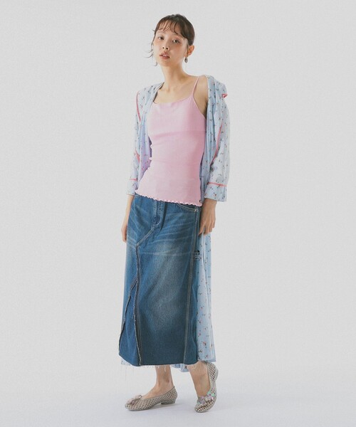 BEAMS COUTURE（ビームスクチュール）の「コットン ニット キャミ 26SS キャミソール インナー レイヤード 重ね着 パットなし（Tシャツ/カットソー・レディース・ブラック/ホワイト系その他5/ピンク/グレー・ONE SIZE）」の7枚目の写真