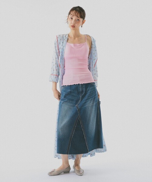 BEAMS COUTURE（ビームスクチュール）の「コットン ニット キャミ 26SS キャミソール インナー レイヤード 重ね着 パットなし（Tシャツ/カットソー・レディース・ブラック/ホワイト系その他5/ピンク/グレー・ONE SIZE）」の6枚目の写真