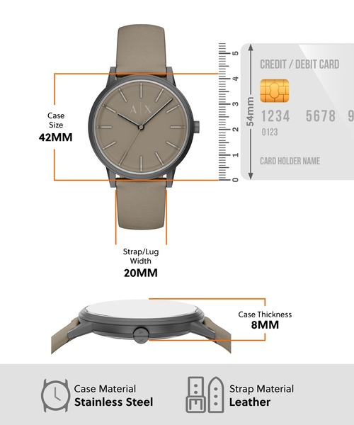 ARMANI EXCHANGE(アルマーニエクスチェンジ)の「アルマーニ・エクスチェンジ 腕時計 メンズ アナログ レザー AX2766(アナログ腕時計・メンズ・グレー・FREE)」の5枚目の写真