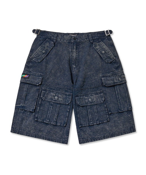 ウォッシュドコンパウンドカーゴショーツ - ネイビー
