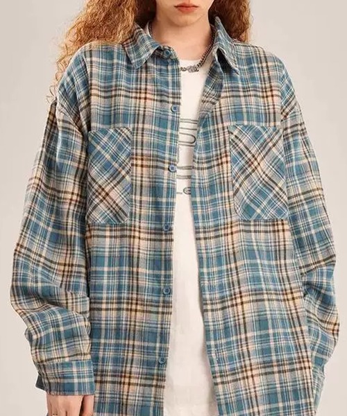 c.u.l（シーユーエル）の「カジュアル ストリート オーバーサイズチェックシャツ culw908（シャツ/ブラウス・レディース・レッド系その他/ブルー系その他・L/XL）」の3枚目の写真