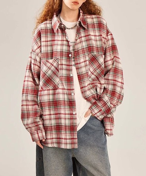 c.u.l（シーユーエル）の「カジュアル ストリート オーバーサイズチェックシャツ culw908（シャツ/ブラウス・レディース・レッド系その他/ブルー系その他・L/XL）」の10枚目の写真