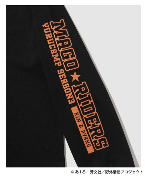 Mac-House(マックハウス)の「【ゆるキャン△】袖プリントロングスリーブTシャツ(Tシャツ/カットソー・メンズ・ブラック・M/L/XL)」の6枚目の写真