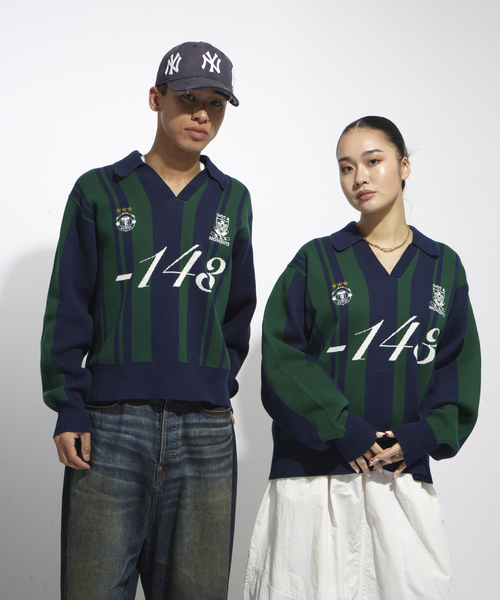 JOINT WORKS(ジョイントワークス)の「サッカーシャツニットプルオーバー / Soccer Shirt Knit Pullover(ニット/セーター・レディース・グリーン/ピンク・FREE)」の1枚目の写真