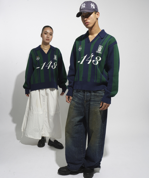 JOINT WORKS(ジョイントワークス)の「サッカーシャツニットプルオーバー / Soccer Shirt Knit Pullover(ニット/セーター・レディース・グリーン/ピンク・FREE)」の4枚目の写真