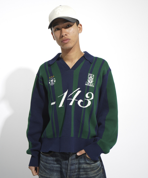 JOINT WORKS(ジョイントワークス)の「サッカーシャツニットプルオーバー / Soccer Shirt Knit Pullover(ニット/セーター・レディース・グリーン/ピンク・FREE)」の9枚目の写真