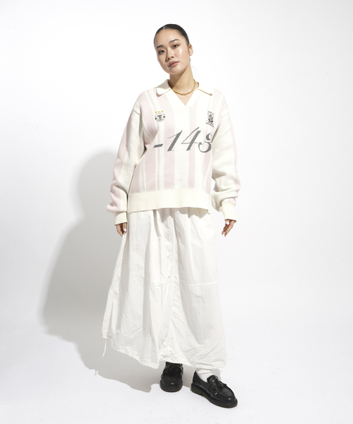 JOINT WORKS(ジョイントワークス)の「サッカーシャツニットプルオーバー / Soccer Shirt Knit Pullover(ニット/セーター・レディース・グリーン/ピンク・FREE)」の12枚目の写真