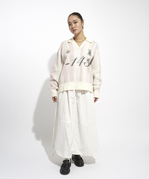 JOINT WORKS(ジョイントワークス)の「サッカーシャツニットプルオーバー / Soccer Shirt Knit Pullover(ニット/セーター・レディース・グリーン/ピンク・FREE)」の13枚目の写真