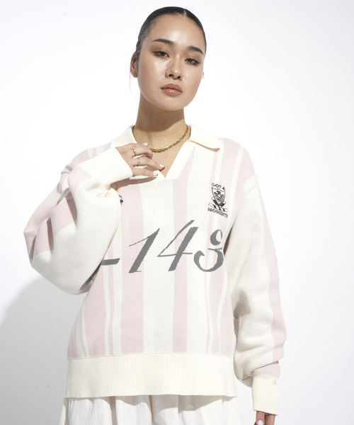 JOINT WORKS(ジョイントワークス)の「サッカーシャツニットプルオーバー / Soccer Shirt Knit Pullover(ニット/セーター・レディース・グリーン/ピンク・FREE)」の15枚目の写真