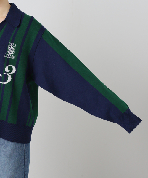 JOINT WORKS(ジョイントワークス)の「サッカーシャツニットプルオーバー / Soccer Shirt Knit Pullover(ニット/セーター・レディース・グリーン/ピンク・FREE)」の21枚目の写真
