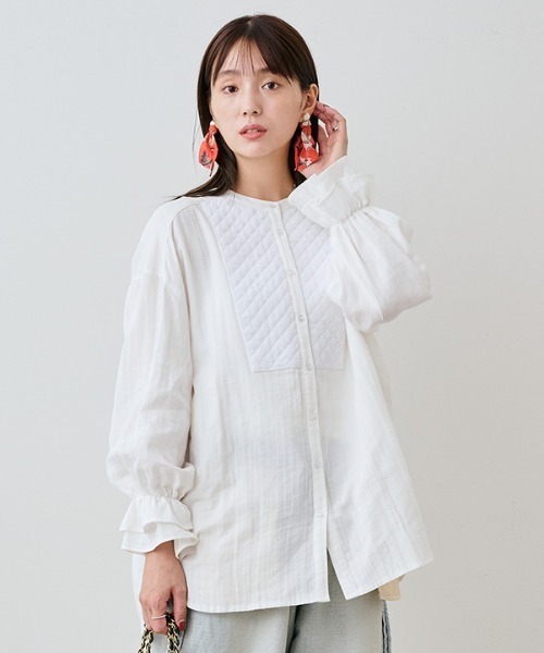 mensha!(メンシャ)の「mensha! ベロアブザムのキャンディースリーブガーゼブラウス(シャツ/ブラウス・レディース・ブラウン/ホワイト/ブラック・3L/LL/M/L)」の1枚目の写真