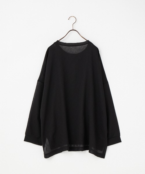 mizuiroind（ミズイロインド）の「[mizuiro ind/ミズイロインド] ワッシャーボイル ワイドプルオーバー（Tシャツ/カットソー・レディース・ブラック/オフホワイト・F）」の3枚目の写真