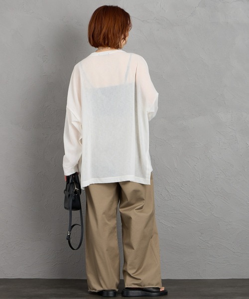 mizuiroind（ミズイロインド）の「[mizuiro ind/ミズイロインド] ワッシャーボイル ワイドプルオーバー（Tシャツ/カットソー・レディース・ブラック/オフホワイト・F）」の14枚目の写真