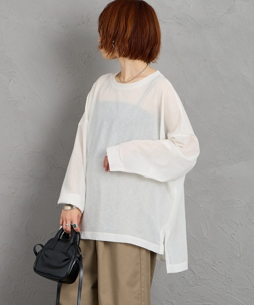 mizuiroind（ミズイロインド）の「[mizuiro ind/ミズイロインド] ワッシャーボイル ワイドプルオーバー（Tシャツ/カットソー・レディース・ブラック/オフホワイト・F）」の9枚目の写真