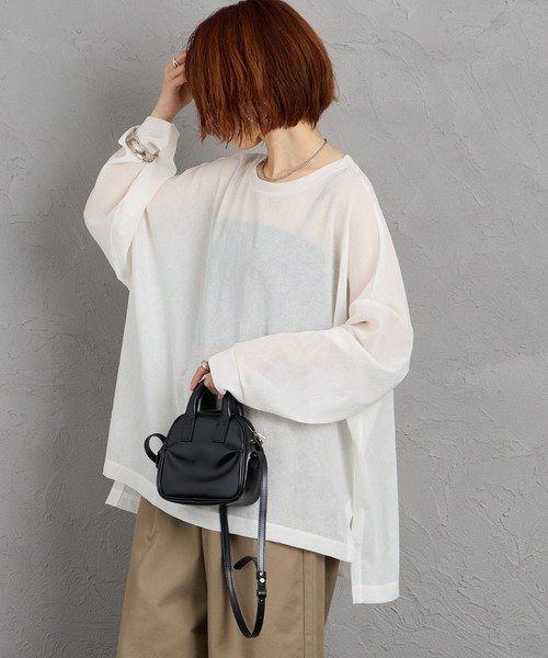 mizuiroind（ミズイロインド）の「[mizuiro ind/ミズイロインド] ワッシャーボイル ワイドプルオーバー（Tシャツ/カットソー・レディース・ブラック/オフホワイト・F）」の8枚目の写真