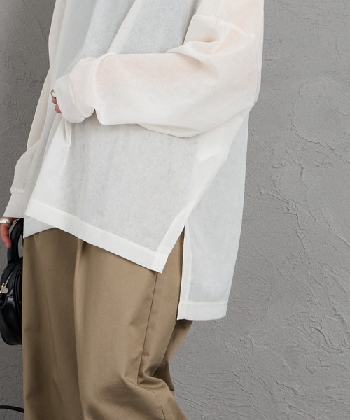 mizuiroind（ミズイロインド）の「[mizuiro ind/ミズイロインド] ワッシャーボイル ワイドプルオーバー（Tシャツ/カットソー・レディース・ブラック/オフホワイト・F）」の16枚目の写真