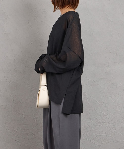 mizuiroind（ミズイロインド）の「[mizuiro ind/ミズイロインド] ワッシャーボイル ワイドプルオーバー（Tシャツ/カットソー・レディース・ブラック/オフホワイト・F）」の19枚目の写真