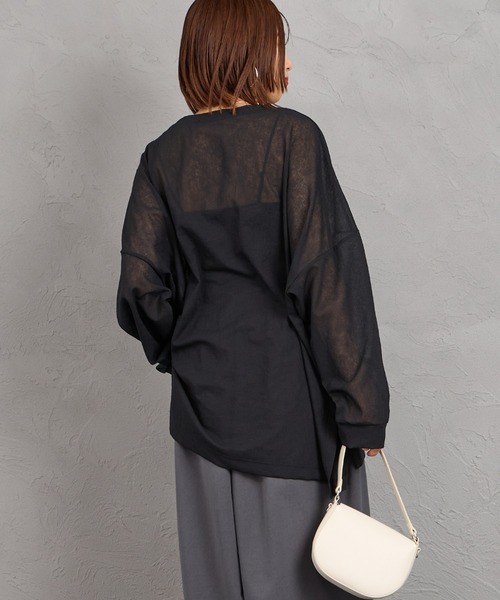 mizuiroind（ミズイロインド）の「[mizuiro ind/ミズイロインド] ワッシャーボイル ワイドプルオーバー（Tシャツ/カットソー・レディース・ブラック/オフホワイト・F）」の20枚目の写真