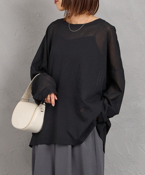 mizuiroind（ミズイロインド）の「[mizuiro ind/ミズイロインド] ワッシャーボイル ワイドプルオーバー（Tシャツ/カットソー・レディース・ブラック/オフホワイト・F）」の17枚目の写真