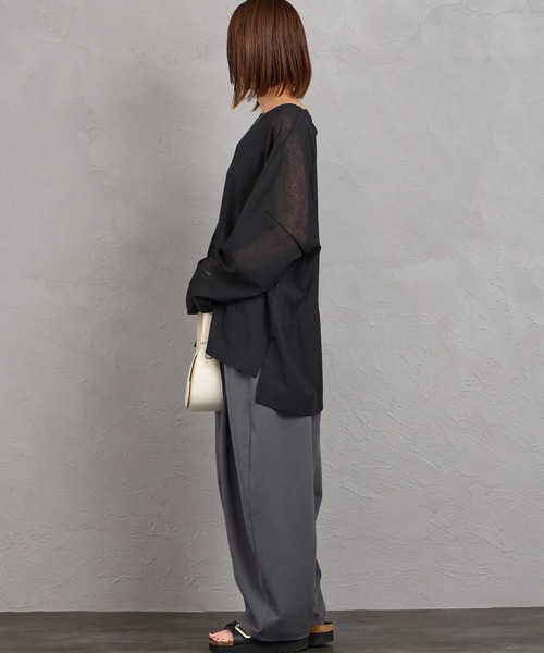 mizuiroind（ミズイロインド）の「[mizuiro ind/ミズイロインド] ワッシャーボイル ワイドプルオーバー（Tシャツ/カットソー・レディース・ブラック/オフホワイト・F）」の22枚目の写真