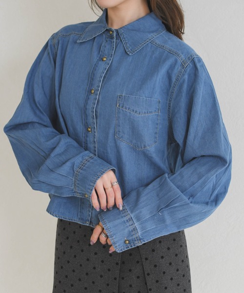 MISCH MASCH(ミッシュマッシュ)の「2026春夏新作 WEB限定 ベーシックデニムシャツ(シャツ/ブラウス・レディース・ネイビー/ブルー・フリ-)」の8枚目の写真