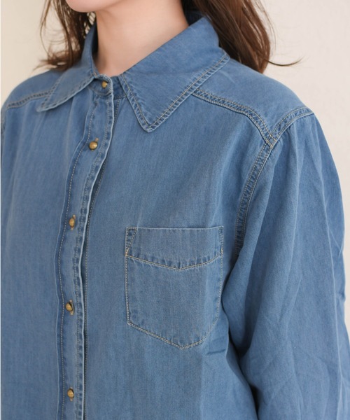 MISCH MASCH(ミッシュマッシュ)の「2026春夏新作 WEB限定 ベーシックデニムシャツ(シャツ/ブラウス・レディース・ネイビー/ブルー・フリ-)」の9枚目の写真