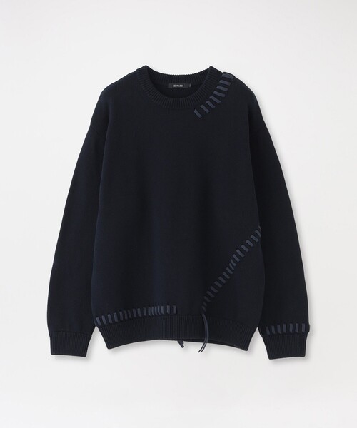 LOVELESS（ラブレス）の「ポイントスレッドプルオーバー（ニット/セーター・メンズ・ベージュ系その他5/ブラック/オフホワイト/ネイビー・L/M）」の4枚目の写真