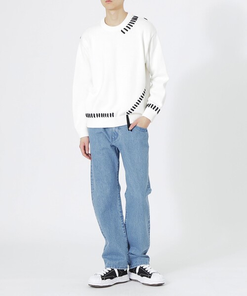 LOVELESS（ラブレス）の「ポイントスレッドプルオーバー（ニット/セーター・メンズ・ベージュ系その他5/ブラック/オフホワイト/ネイビー・L/M）」の9枚目の写真