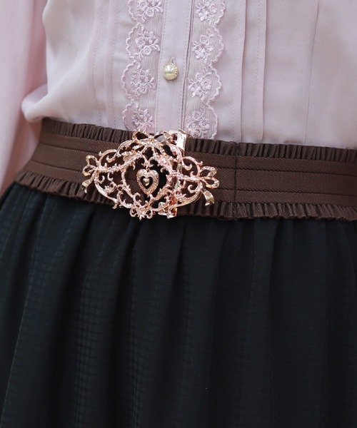 axes femme POETIQUE（アクシーズファムポエティック）の「ハートチャームフリルベルト（ベルト・レディース・ピンク/アンティークゴールド・FREE）」の4枚目の写真