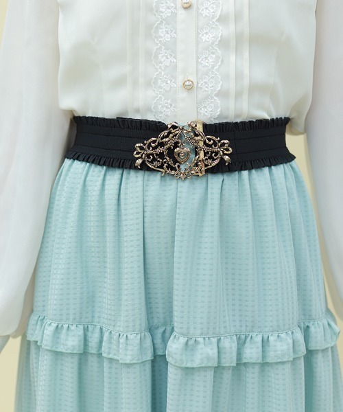 axes femme POETIQUE（アクシーズファムポエティック）の「ハートチャームフリルベルト（ベルト・レディース・ピンク/アンティークゴールド・FREE）」の5枚目の写真