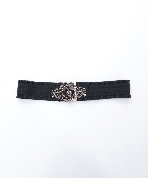 axes femme POETIQUE（アクシーズファムポエティック）の「ハートチャームフリルベルト（ベルト・レディース・ピンク/アンティークゴールド・FREE）」の6枚目の写真