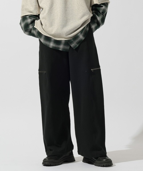 niko and...(ニコアンド)の「ワイドジップスウェットパンツ(スウェットパンツ・メンズ・グレー/ブラック・MEDIUM/LARGE)」の2枚目の写真
