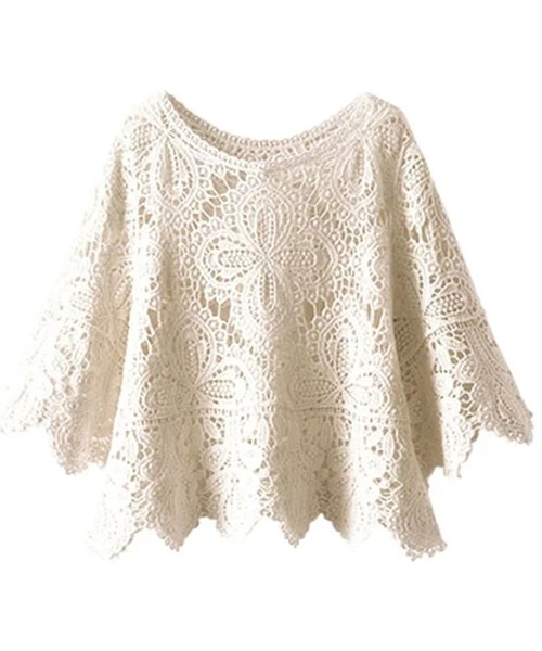 BELLUNA PLUS(ベルーナ)の「クロシェ編みプルオーバー(ニット/セーター・レディース・アイボリー/ブラック・XL/2XL/M/L)」の10枚目の写真