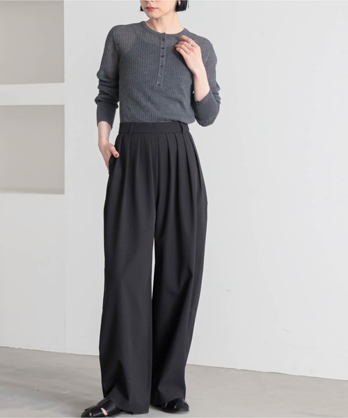 for/c(フォーシー)の「ヘンリーネックシアーニット【サスティナブル】(ニット/セーター・レディース・ブラック/オフホワイト/チャコールグレー/ピンク・L/LL/M)」の15枚目の写真