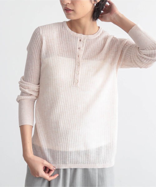 for/c(フォーシー)の「ヘンリーネックシアーニット【サスティナブル】(ニット/セーター・レディース・ブラック/オフホワイト/チャコールグレー/ピンク・L/LL/M)」の18枚目の写真
