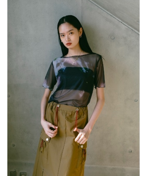 sahara（サハラ）の「Draw Cord Cargo Skirt（スカート・レディース・グレー/ブラック/黄土色系・FREE）」の8枚目の写真