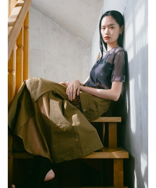 sahara（サハラ）の「Draw Cord Cargo Skirt（スカート・レディース・グレー/ブラック/黄土色系・FREE）」の10枚目の写真