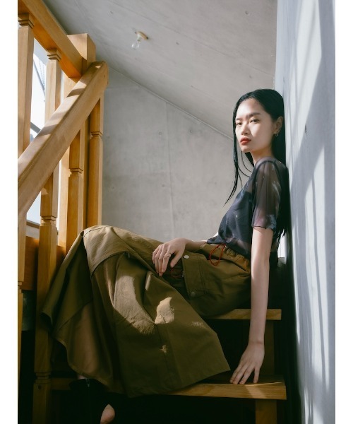 sahara（サハラ）の「Draw Cord Cargo Skirt（スカート・レディース・グレー/ブラック/黄土色系・FREE）」の11枚目の写真