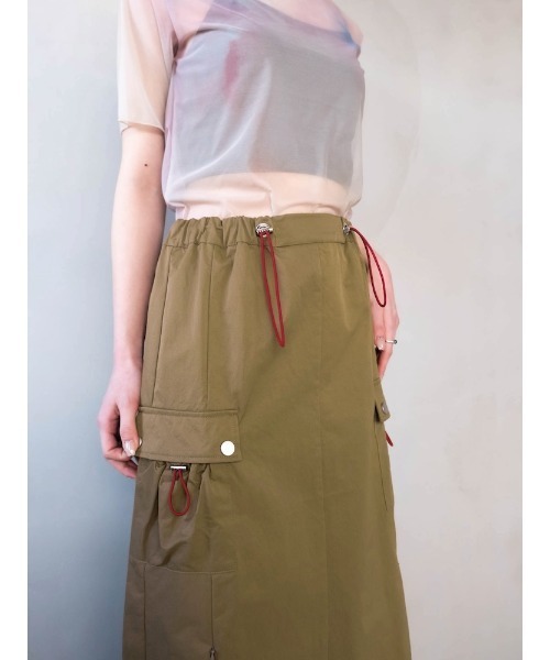 sahara（サハラ）の「Draw Cord Cargo Skirt（スカート・レディース・グレー/ブラック/黄土色系・FREE）」の18枚目の写真