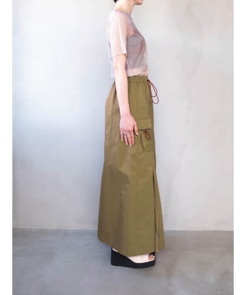 sahara（サハラ）の「Draw Cord Cargo Skirt（スカート・レディース・グレー/ブラック/黄土色系・FREE）」の13枚目の写真