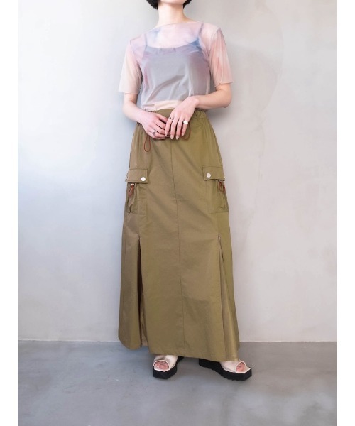sahara（サハラ）の「Draw Cord Cargo Skirt（スカート・レディース・グレー/ブラック/黄土色系・FREE）」の14枚目の写真