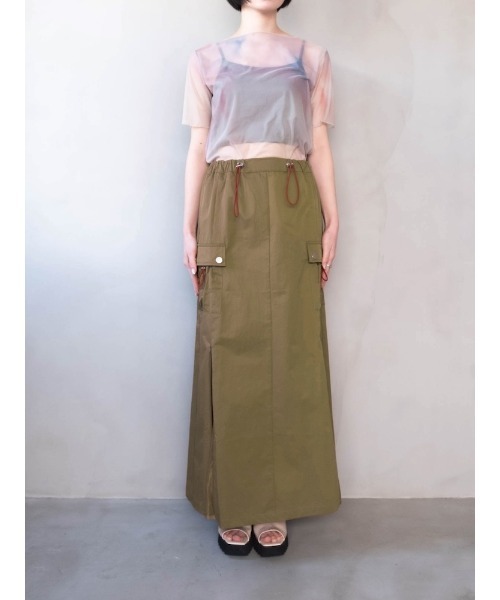 sahara（サハラ）の「Draw Cord Cargo Skirt（スカート・レディース・グレー/ブラック/黄土色系・FREE）」の15枚目の写真