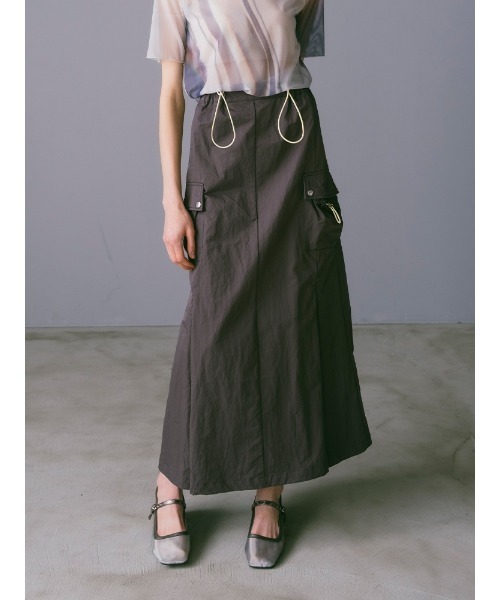sahara（サハラ）の「Draw Cord Cargo Skirt（スカート・レディース・グレー/ブラック/黄土色系・FREE）」の21枚目の写真