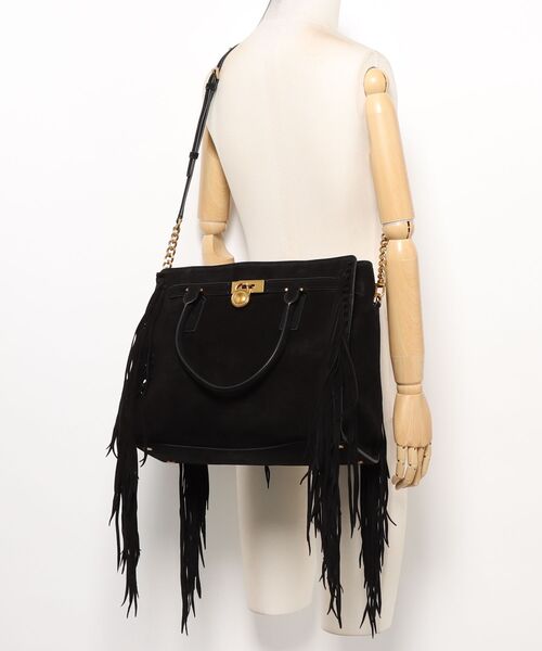 MICHAEL KORS(マイケルコース)の「HAMILTON MODERNE フリンジ スエード サッチェル ラージ(ハンドバッグ・レディース・ブラック・FREE)」の5枚目の写真