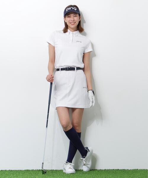 PING(ピン)の「【PING APPAREL】ストライプジャカード半袖ポロシャツ(ポロシャツ・レディース・レッド/ホワイト/ネイビー/ベージュ・S/LL/L/M)」の6枚目の写真