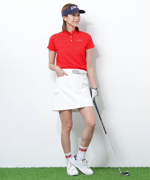PING(ピン)の「【PING APPAREL】ストライプジャカード半袖ポロシャツ(ポロシャツ・レディース・レッド/ホワイト/ネイビー/ベージュ・S/LL/L/M)」の16枚目の写真
