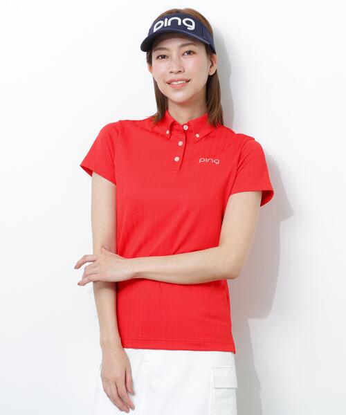 PING(ピン)の「【PING APPAREL】ストライプジャカード半袖ポロシャツ(ポロシャツ・レディース・レッド/ホワイト/ネイビー/ベージュ・S/LL/L/M)」の17枚目の写真