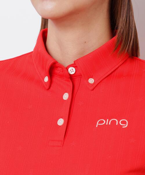 PING(ピン)の「【PING APPAREL】ストライプジャカード半袖ポロシャツ(ポロシャツ・レディース・レッド/ホワイト/ネイビー/ベージュ・S/LL/L/M)」の20枚目の写真