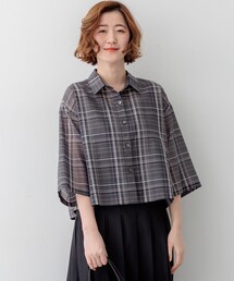 ハイツイストシアーチェック クロップド シャツ